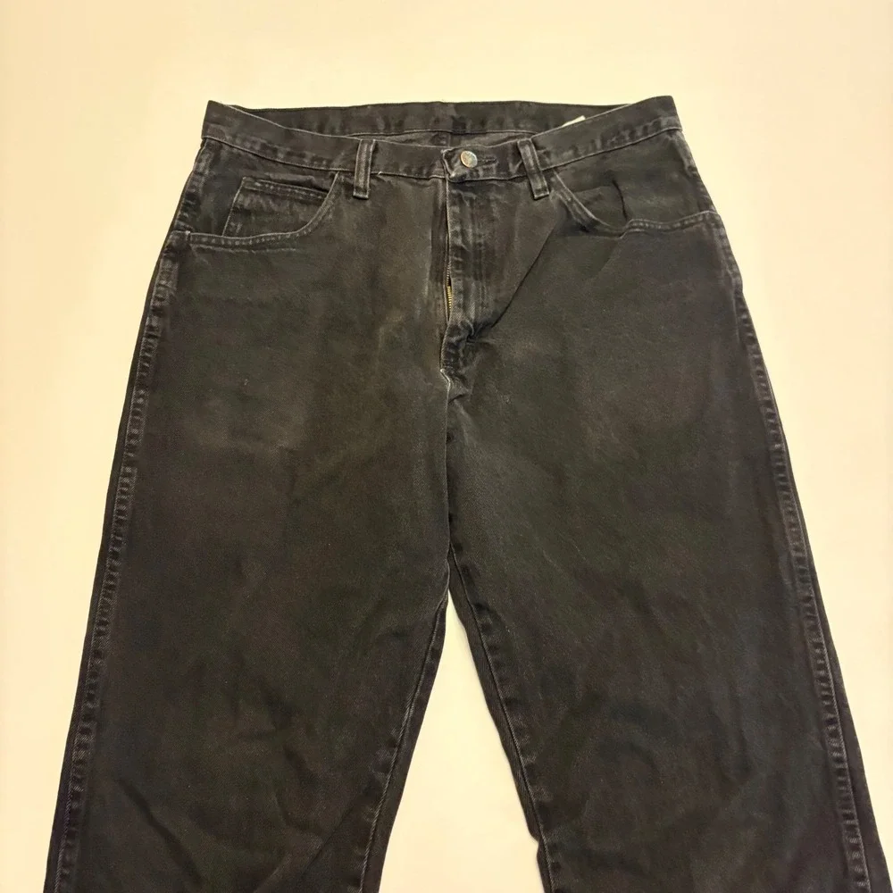 Rustler Jeans Mens 34x36 Black Denim Straight Leg Workwear Pants 100% Cotton